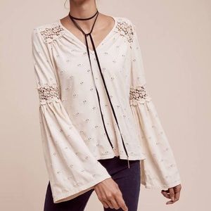 Anthropologie Eri + Ali Bell-Sleeved Eyelet Blouse